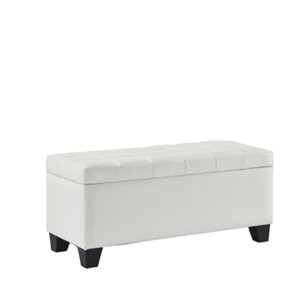 IH Casa Decor Modern White Faux Leather Accent Bench - 14-in L