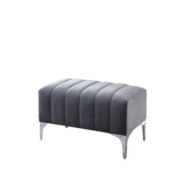 IH Casa Decor Modern Grey Velvet Accent Bench - 31.5-in L