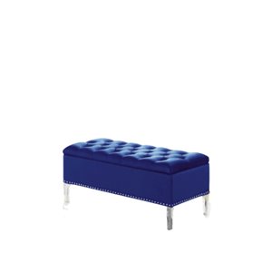 Banc d'accent moderne en velours bleu de IH Casa Decor, 17 po L