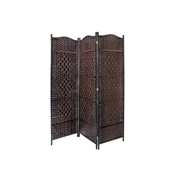 Écran pliable victorien en bambou de IH Casa Decor, 39 po l x 74 po H, brun