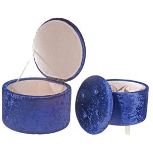 Ottomane ronde moderne en velours bleu de IH Casa Decor