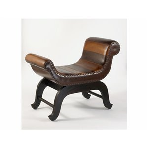 IH Casa Decor Modern Brown Faux Leather Accent Bench - 16-in L