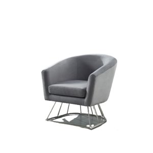 Chaise d'accent moderne en velours de IH Casa Decor, lot de 1, gris