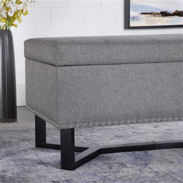 iH casadécor Modern Grey Polyester/Polyester blend Accent Bench - 17.71-in L