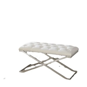 Banc d'accent moderne en velours ivoire de IH Casa Decor, 15,75 po L