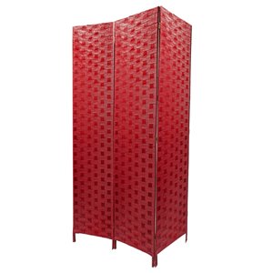 Écran pliable en bambou de IH Casa Decor, 39 po l x 74 po H, rouge