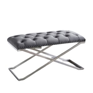 Banc d'accent moderne en velours gris de IH Casa Decor, 15,75 po L