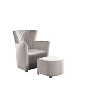 Chaise d'accent moderne en velours gris de IH Casa Decor, lot de 1