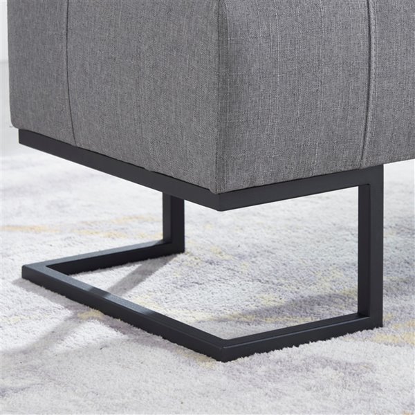 iH casadécor Modern Grey Faux Leather Accent Bench - 41.75-in L