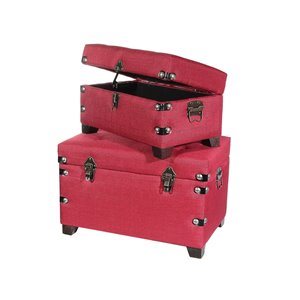 Ottomane rectangulaire moderne en polyester rouge de IH Casa Decor