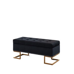 Banc d'accent moderne en faux cuir noir de IH Casa Decor, 41,75 po L