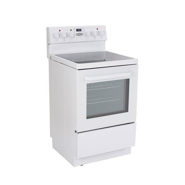 Marathon 24-in 2.7-cu ft 4-Element Vitroceramic Freestanding White Electric Range with Knobs and Manual Cleaning