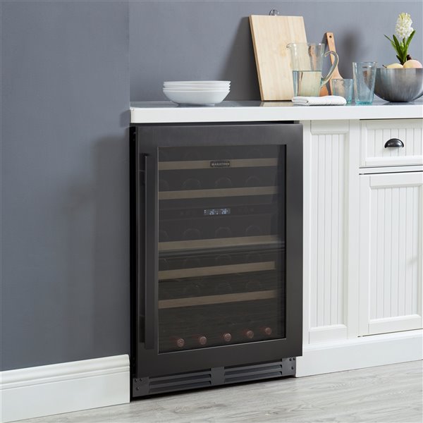 Marathon Built-in/Freestanding Dual Zone Wine Cooler - 46 Bottles - Black