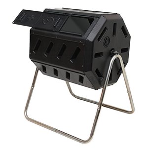 FCMP Outdoor 37.4-Gal Recycled Plastic Tumbler Composter with Double Doors - Black
