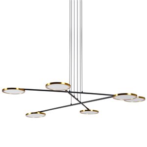 Lustre à DEL intégré Torino de Vonn Lighting au fini laiton antique à 6 lumières, 39 po