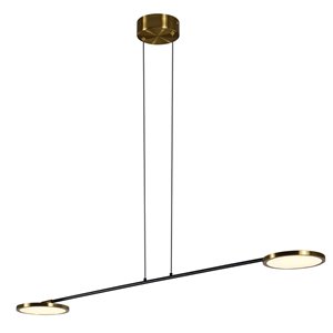 Luminaire suspendu à DEL intégrée Torino de Vonn Lighting au fini laiton antique, 39 po