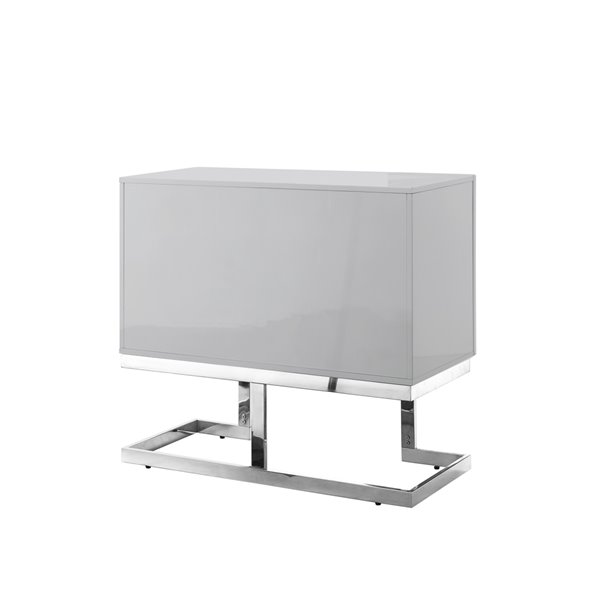 Inspired Home Olina Light Grey/Chrome Composite Sideboard with 2 Doors