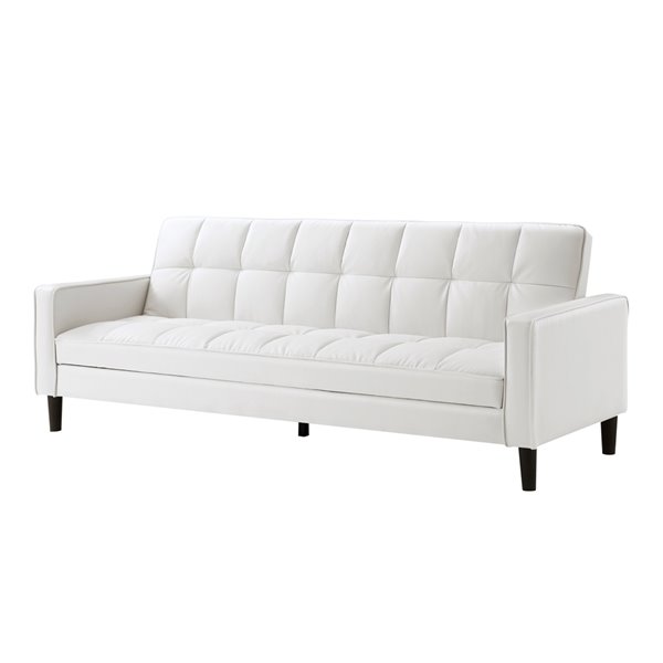 Inspired Home Osburne White Faux, Faux Leather Loveseat Sofa Bed