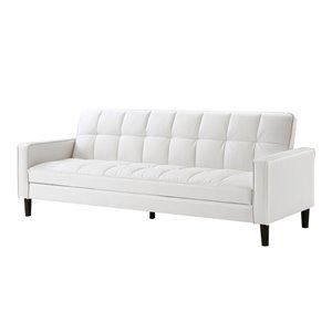 Inspired Home Osburne White Faux Leather Sofa Bed