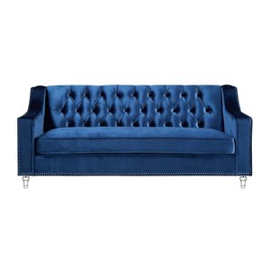 Inspired Home Queenie Modern Navy Velvet Sofa