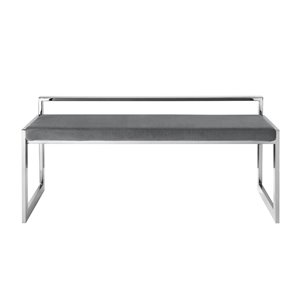 Inspired Home Ledger Modern Grey/Chrome Accent Indoor Bench