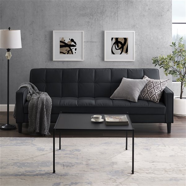 Inspired Home Osburne Black Faux, Faux Leather Sofa Bed Ikea