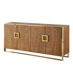 Inspired Home Ulani Ash Brown Composite Sideboard with 4 Doors