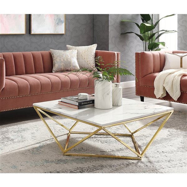 square marble gold coffee table