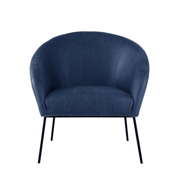Inspired Home Darrell Modern Faux leather Accent Chair Navy/Black