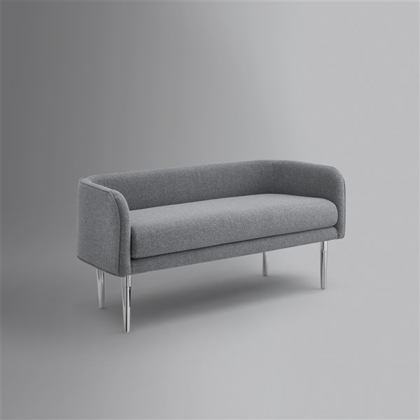 Inspired Home Mikaela Modern Grey/Chrome Accent Indoor Bench