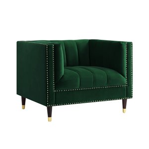 Inspired Home Joan Modern Velvet Club Chair - Hunter Green/Gold