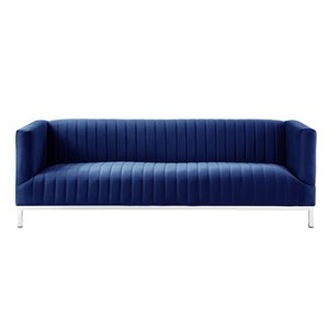 Inspired Home Daniel Modern Navy Velvet Sofa