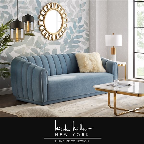 Inspired Home Bellamy Modern Teal Velvet Sofa
