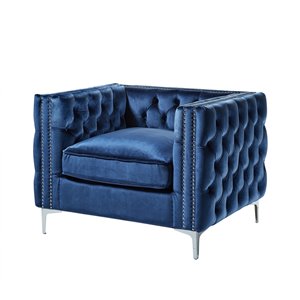 Inspired Home Olivia Modern Velvet Club Chair - Navy
