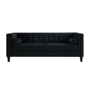 Inspired Home Miah Modern Black Velvet Sofa