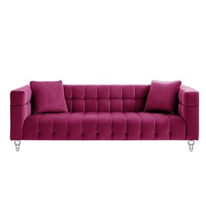 Inspired Home Jeremy Modern Fuchsia Velvet Sofa