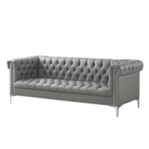 Inspired Home Ramona Modern Grey Faux leather Sofa