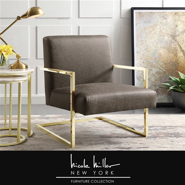 Inspired Home Konnor Modern Faux Leather Accent Chair Tan Gold Nac104 01tn Lac Rona