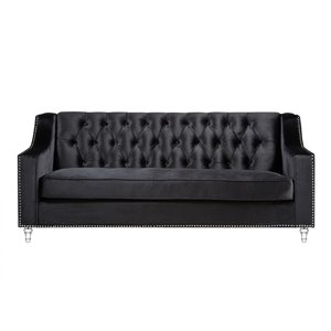 Inspired Home Queenie Modern Black Velvet Sofa