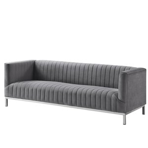 Inspired Home Daniel Modern Grey Velvet Sofa