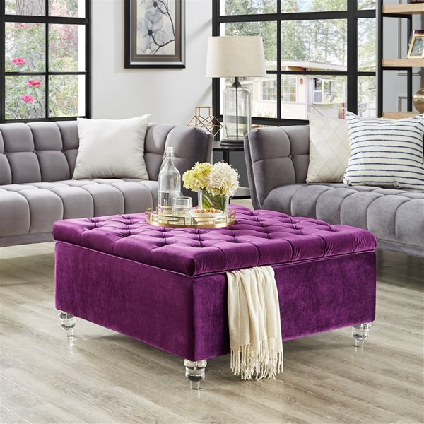 Purple store leather ottoman