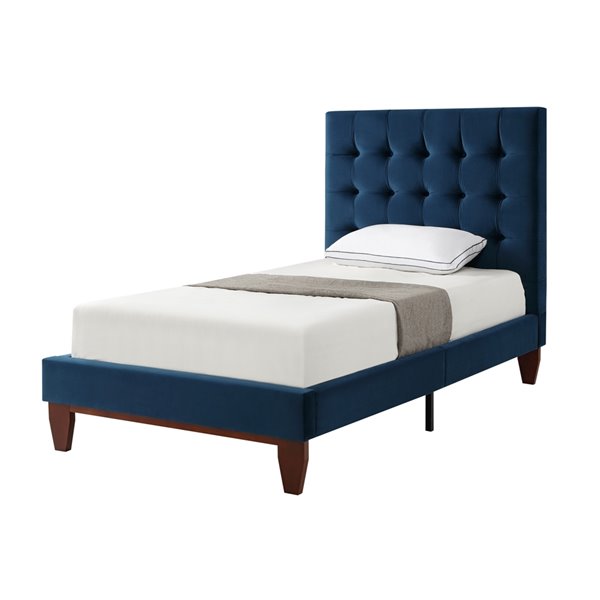 Inspired Home Telford Twin Bed Frame, Navy Bed Frame Twin