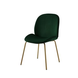 Inspired Home Luciano Contemporary Hunter Green Velvet Upholstered Parsons Chair with Gold Frame - Set of 2