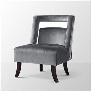 Inspired Home Brandon Modern Velvet Slipper Chair - Grey