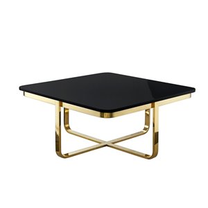 Inspired Home Lanna Square Black Coffee Table - Gold Frame