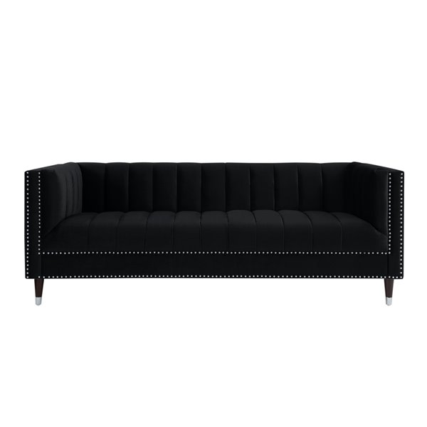 Inspired Home New York Modern Black Velvet Sofa NSA102-02BK-LAC | RONA