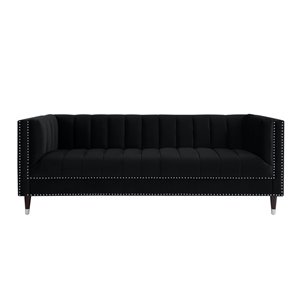 Inspired Home New York Modern Black Velvet Sofa