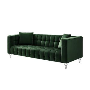 Inspired Home Jeremy Modern Hunter Green Velvet Sofa