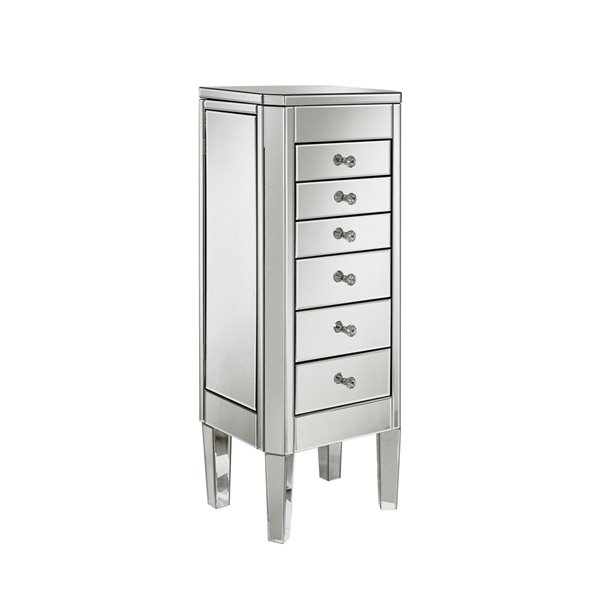 Inspired Home Aniyah Silver And Clear, Silver Jewelry Armoire