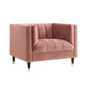 Inspired Home Joan Modern Velvet Club Chair - Blush/Gold